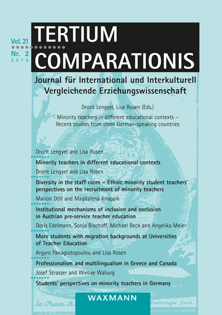 Minority teachers in different educational contexts – Recent studies from three German-speaking countries